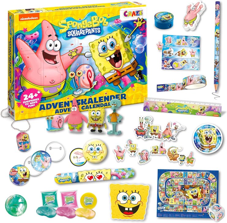 CRAZE SpongeBob Squarepants Advent Calendar for Children - Toy Advent Calendar for Boys & Girls with SpongeBob Toys & Accessories