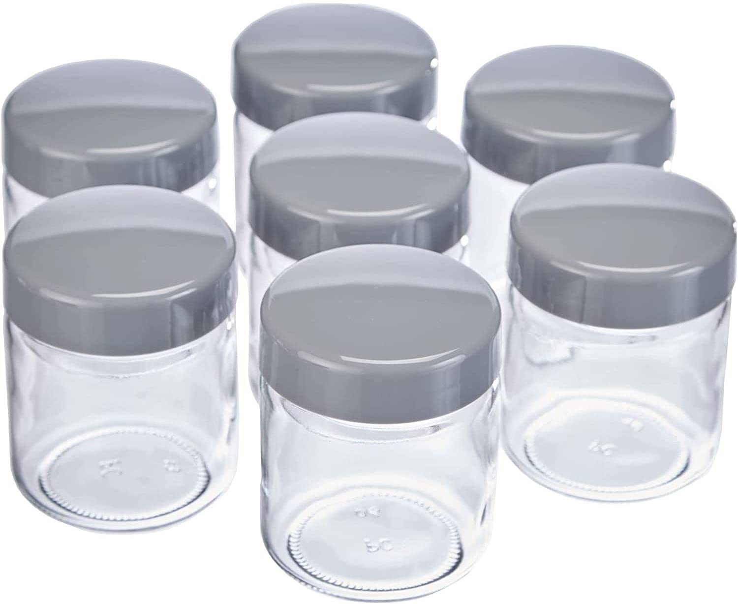 SEVERIN Replacement jars for yoghurt makers, yoghurt glasses with lids (7 x 150 ml), suitable for the Severin yoghurt machines JG 3516 / JG 3518 / JG3519 / JG 3520 / JG 3521 and JG 3525, grey, EG 3513