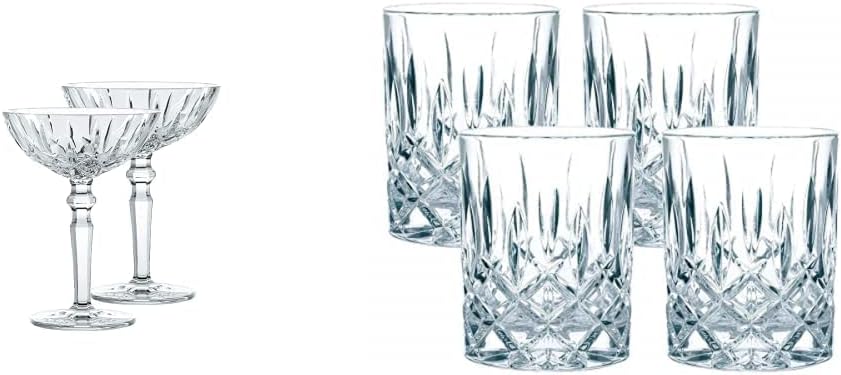 Spiegelau & Nachtmann, Noblesse 89207 2-Piece Cocktail Glasses Set 180 ml 100831 Crystal Clear & 4-Piece Whisky Set