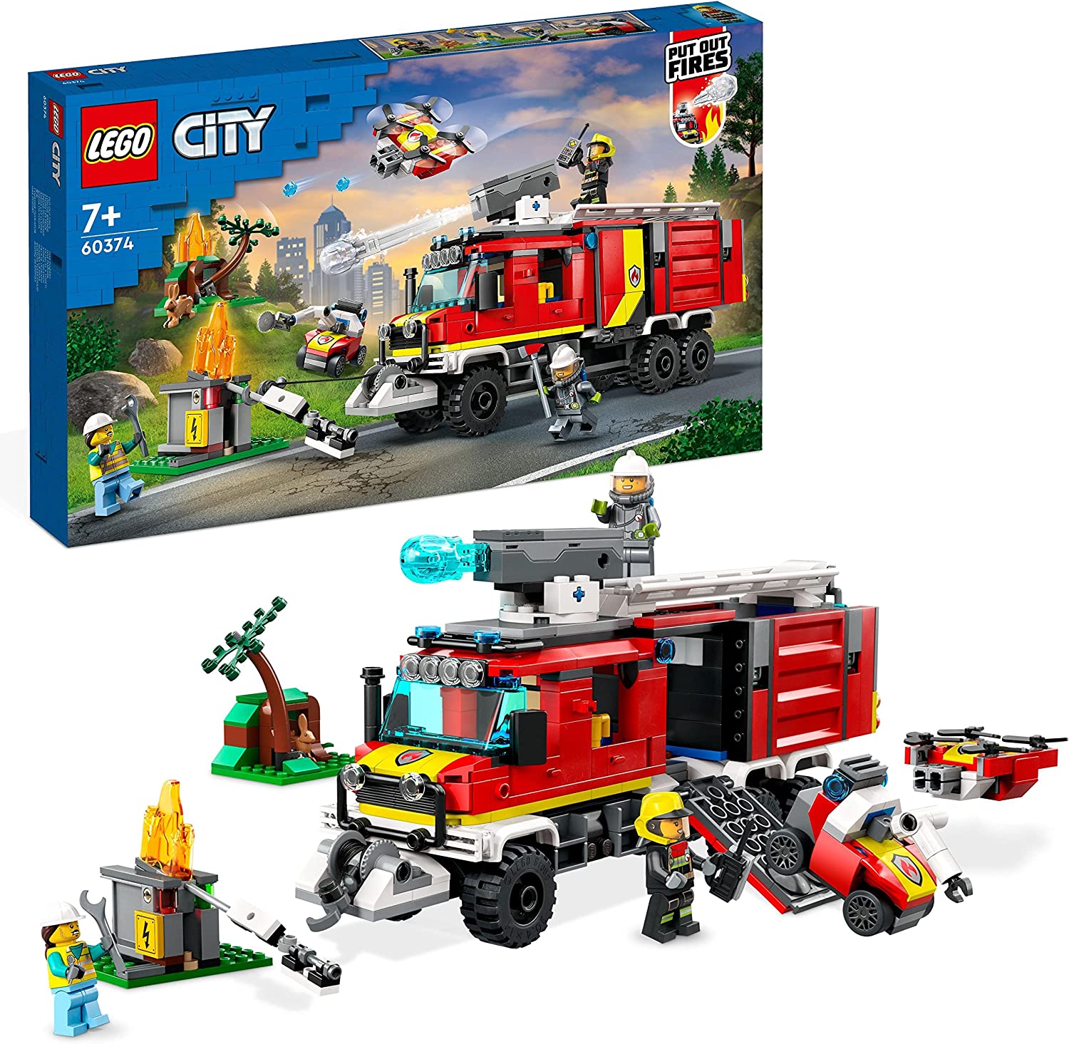 LEGO 60374 City Fire Engine Truck Modern Fire Engine Toy with Fire Drones with Figures for Kids