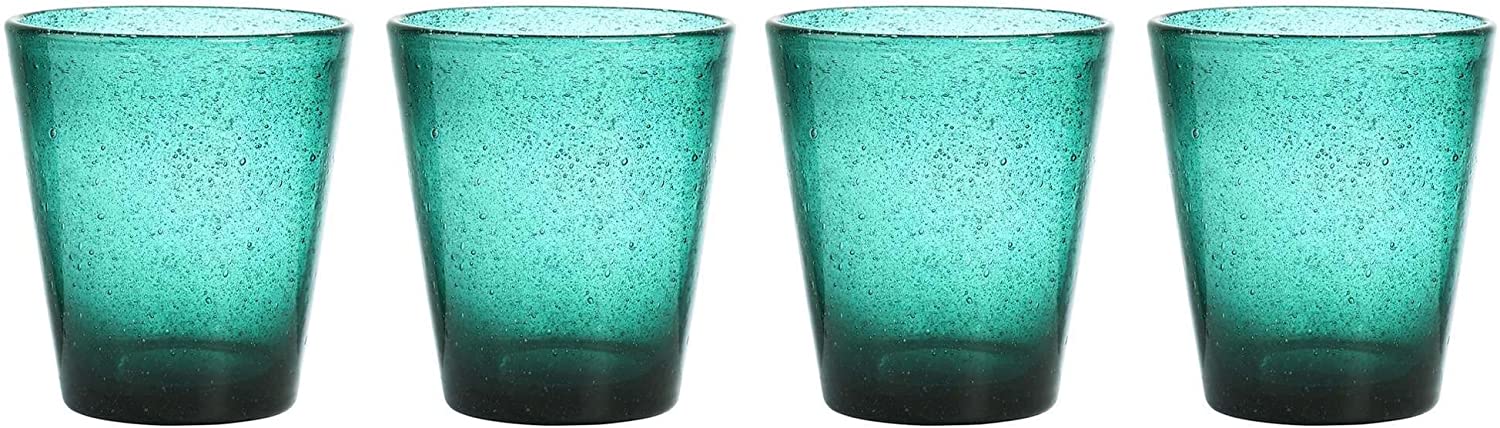 BUTLERS Water Colour Drinking Glasses, Set of 4, 290 ml in Blue, Glass Set for 4 People, Colourful Water Glasses, Juice Glasses