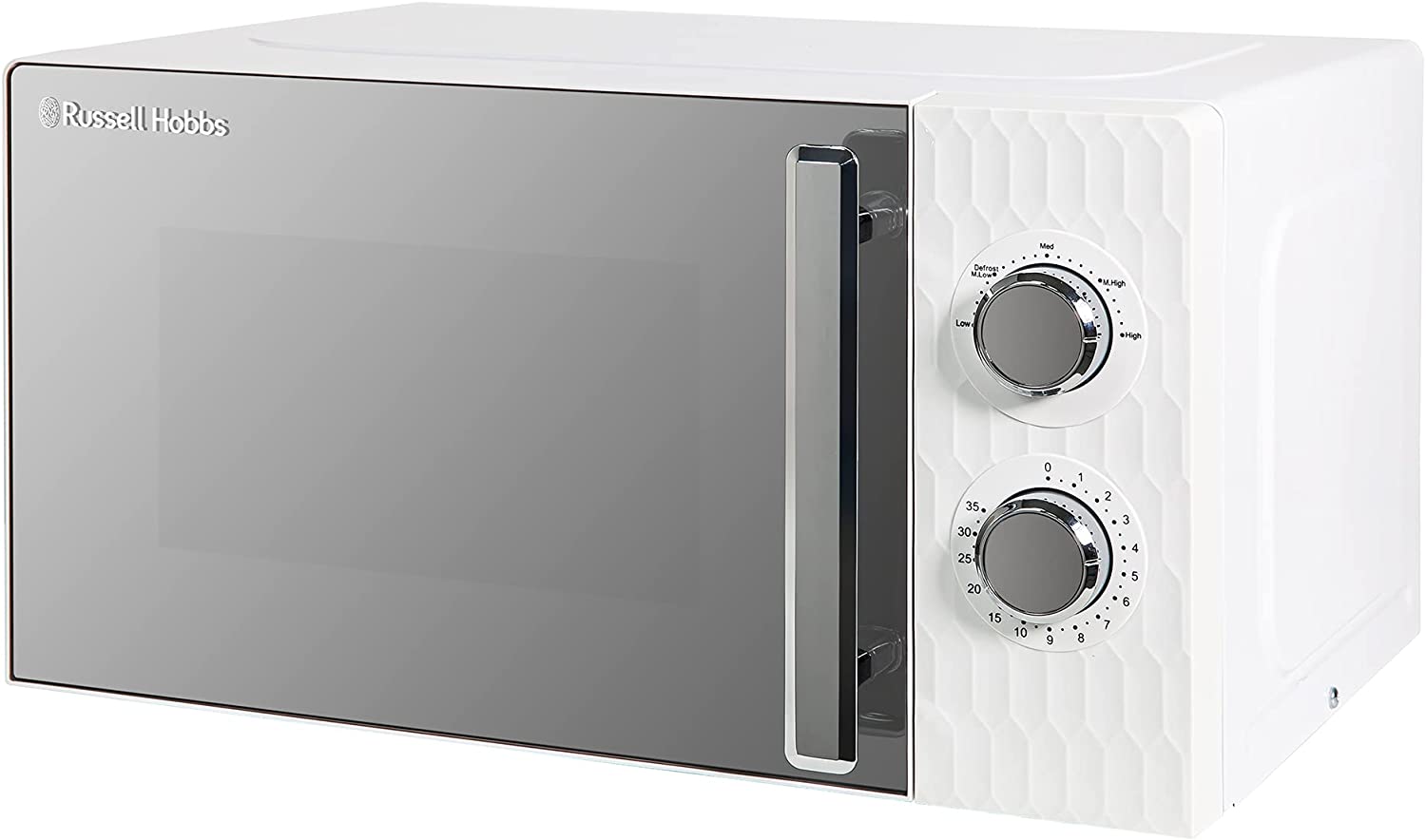 Russell Hobbs Honeycomb RHMM715 17L 700W Manual Microwave Oven White with 5 Power Levels, Integrated Timer and Defrost Function (White)
