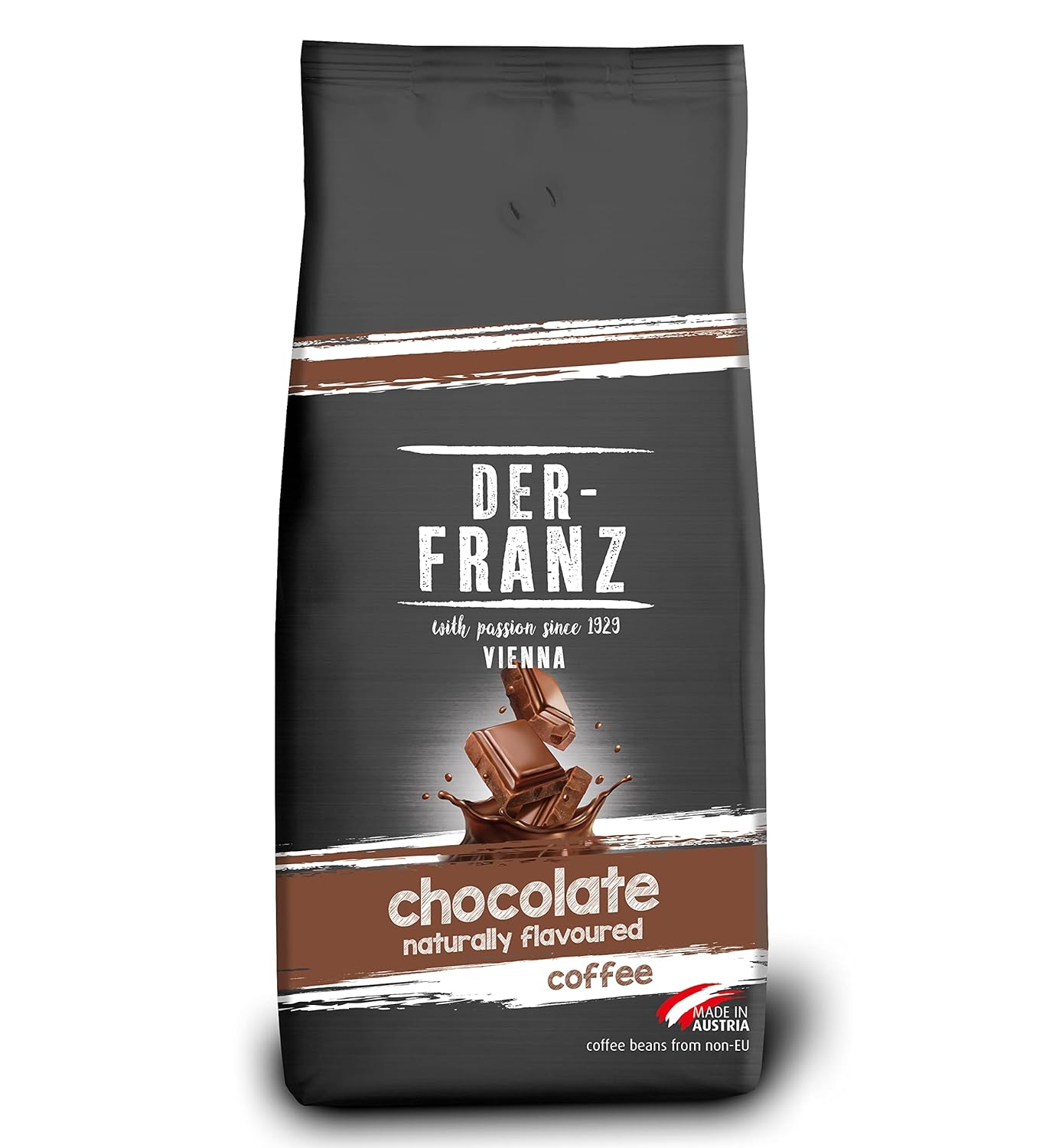 Der-Franz Arabica & Robusta Roasted Coffee Blend Whole Bean Flavored with Natural Chocolate UTZ 1000g
