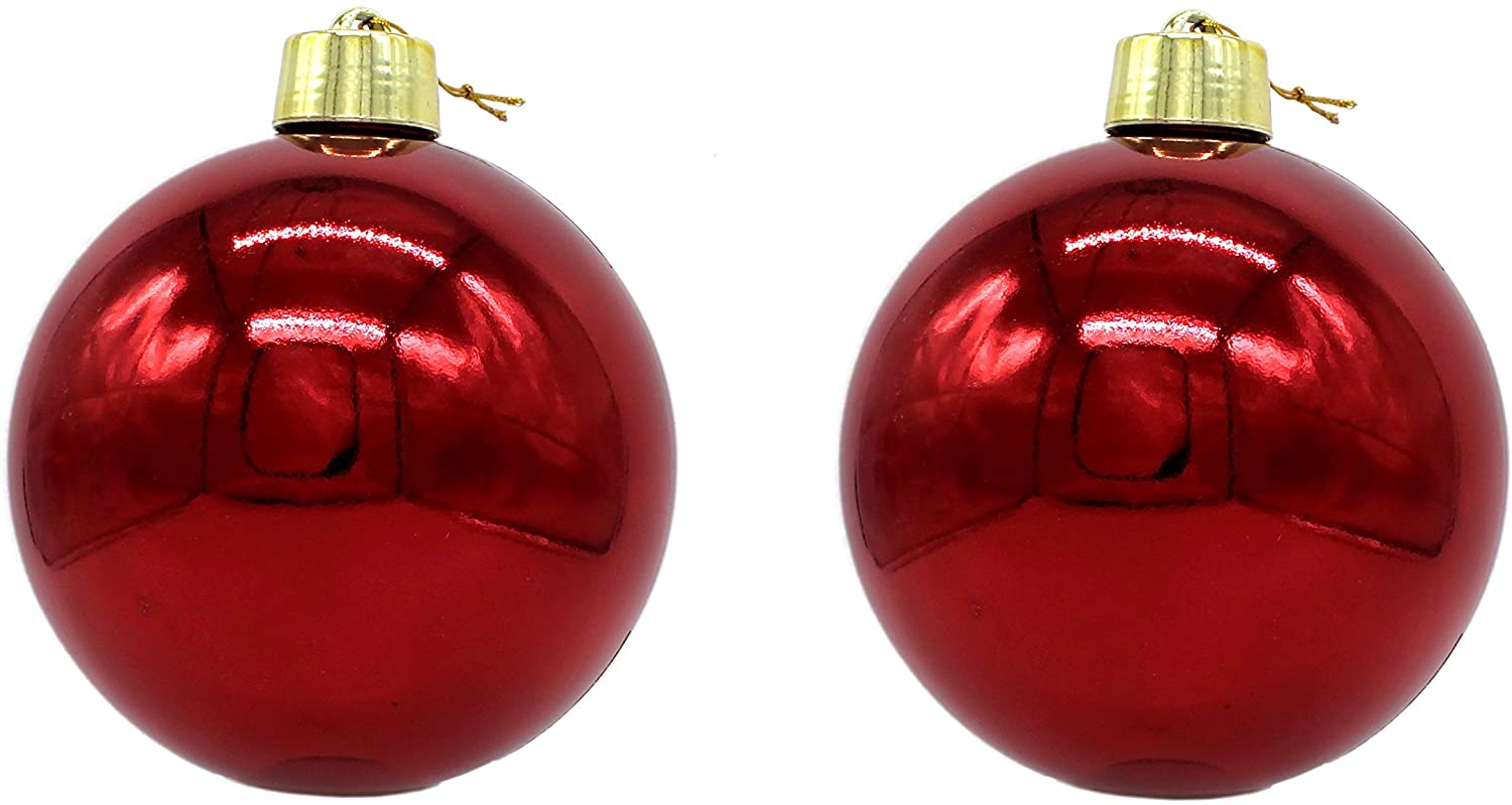 DARO Decorative Christmas Baubles XXL Diameter 25 cm Set of 2 Glossy Red