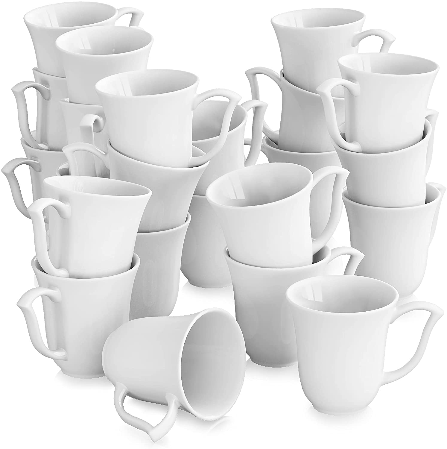 Malacasa, Series Amparo, 24 Pieces Set Coffee Service Cream Porcelain Coffee Cup Mugs 4.75 Inch 12 * 9.5 * 10 cm 290ml Cup Sets Tea Coffee Mug Set