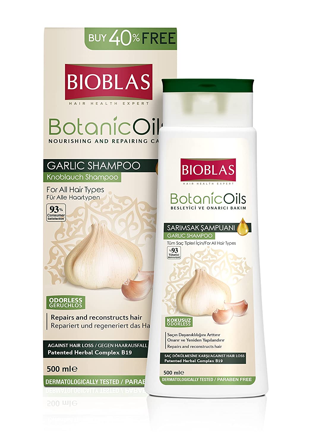 BIOBLAS Garlic Shampoo 500 ml BioBLADE Odourless Anti Hair Loss Women and Men
