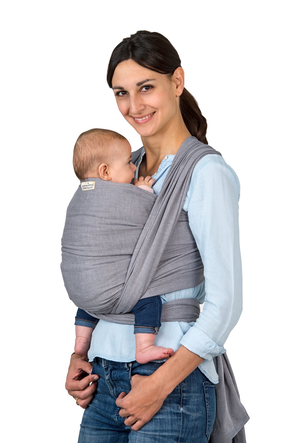 AMAZONAS Baby Sling Carry Sling Grey - Test Winner at Stiftung Warentest with Top Score 1.7-450 cm 0-3 Years to 15 kg in Grey
