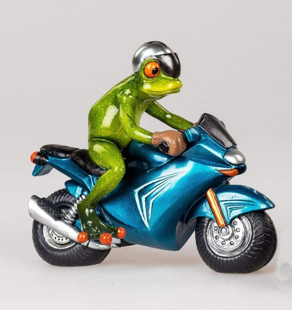 ITRR Frog on Motorcycle, Blue, Approx. 17 cm