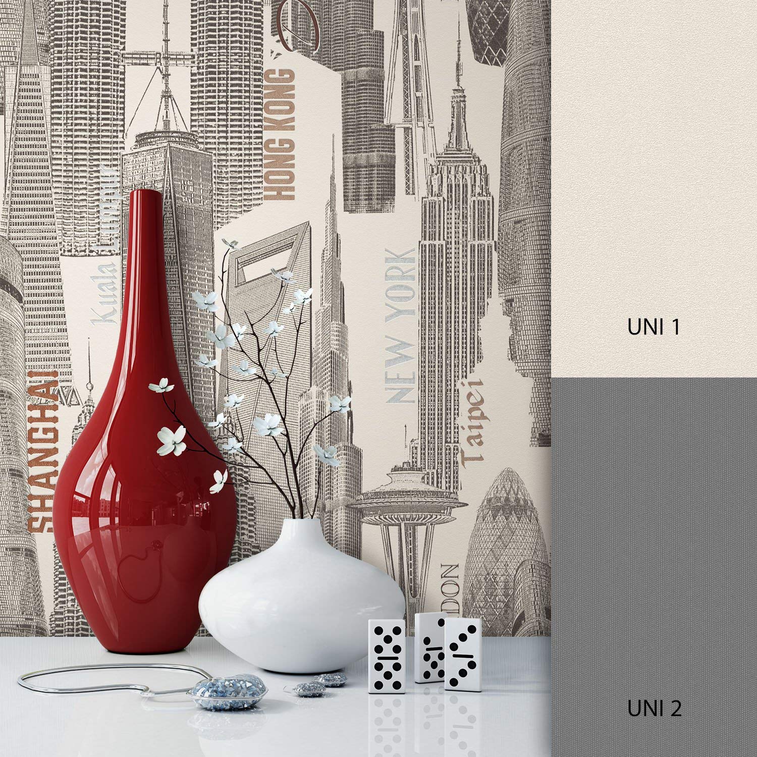 Newroom Cream Non-Woven Wallpaper Stylish And Modern And Elegant Design Sty