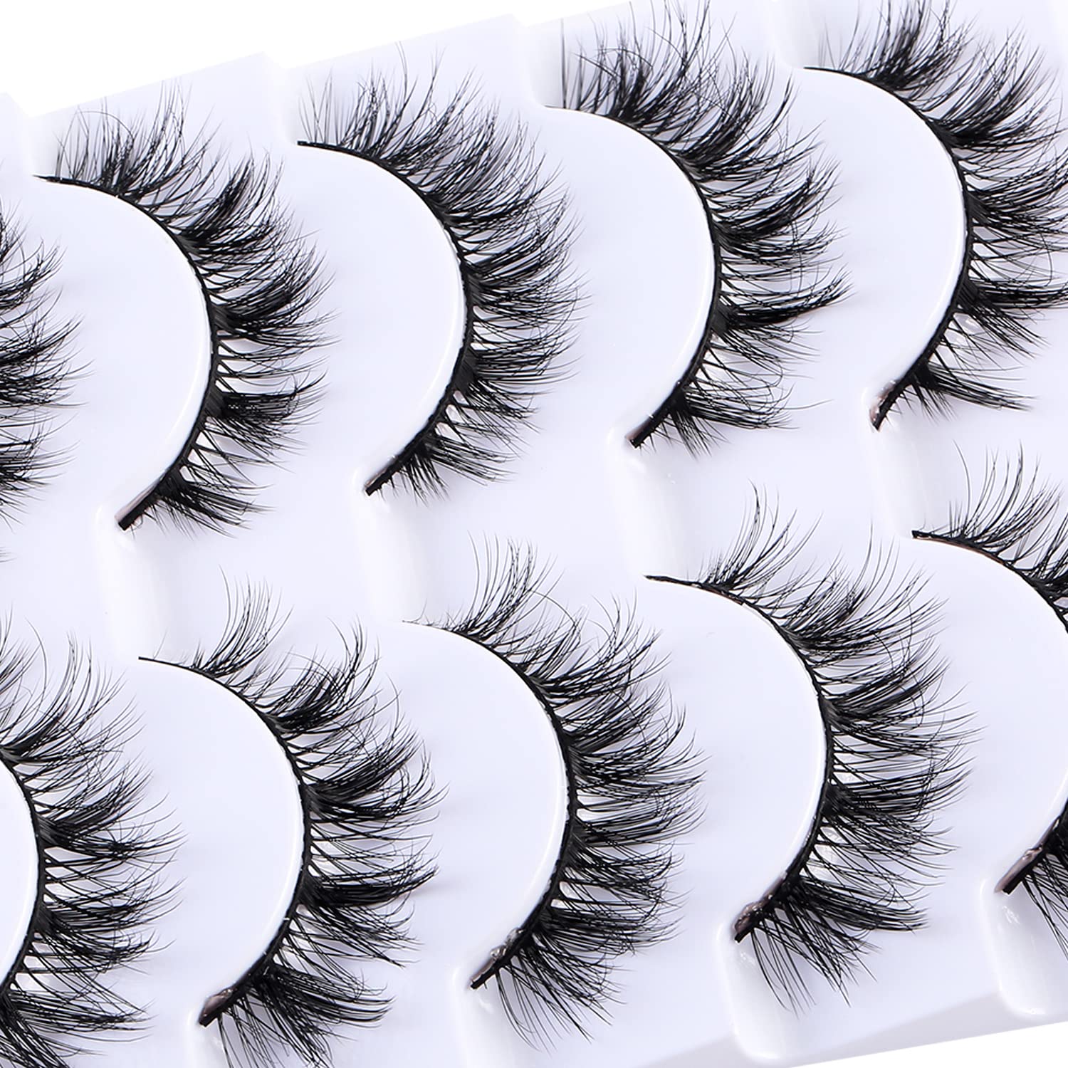 HICOCU False Eyelashes D Curl Strip Lashes that Look Like Volume Eyelash Extensions That Look Like Individual Cluster Wispy Mink Eye Lashes Pack (DZ594)