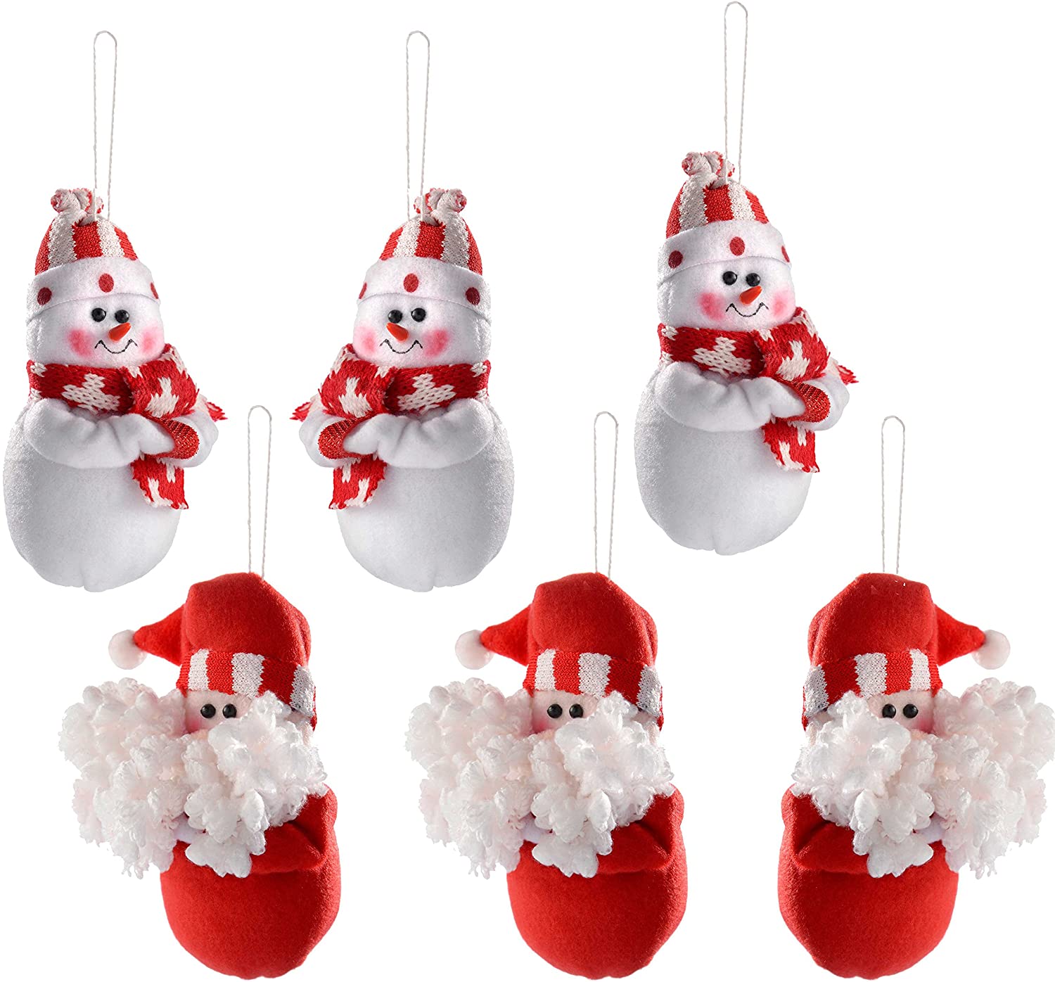 WeRChristmas Christmas Hanging Ornaments, 10 cm, Red/White, Set of 6