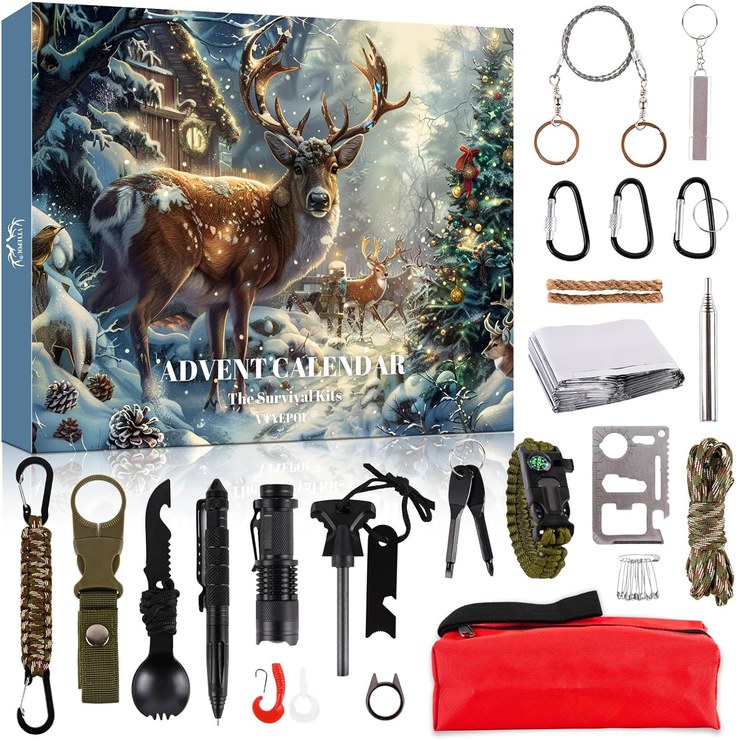 Advent Calendar 2024 for Men, Survival Kit, Christmas Calendar, Christmas Advent Calendar, Survival Tools, Advent Calendar for Fathers, Husbands, Friends, Tool Gift for Men