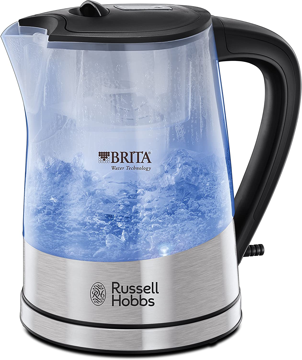Russell Hobbs Purity Kettle, Built-in Brita Water Filter, 1.0 L + 0.5 L Filter Insert, 2200 W, LED Lighting, Includes Filter Cartridge, Capacity Marker, Tea Maker 22850-70