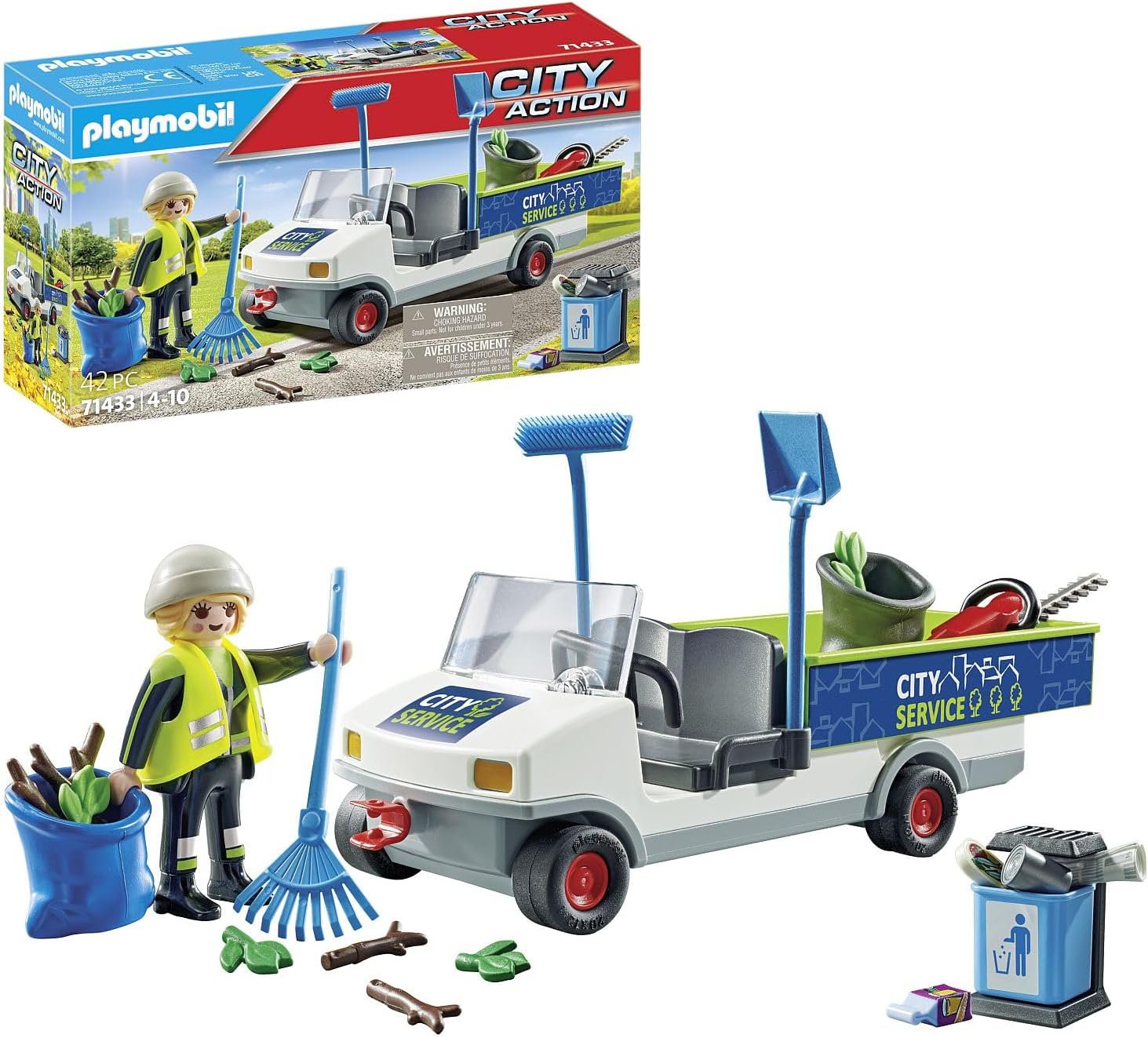 PLAYMOBIL City Action 71433 City Cleaning with Electric Vehicle, Loading Area for Rubbish Truck, Toy for Children from 4 Years