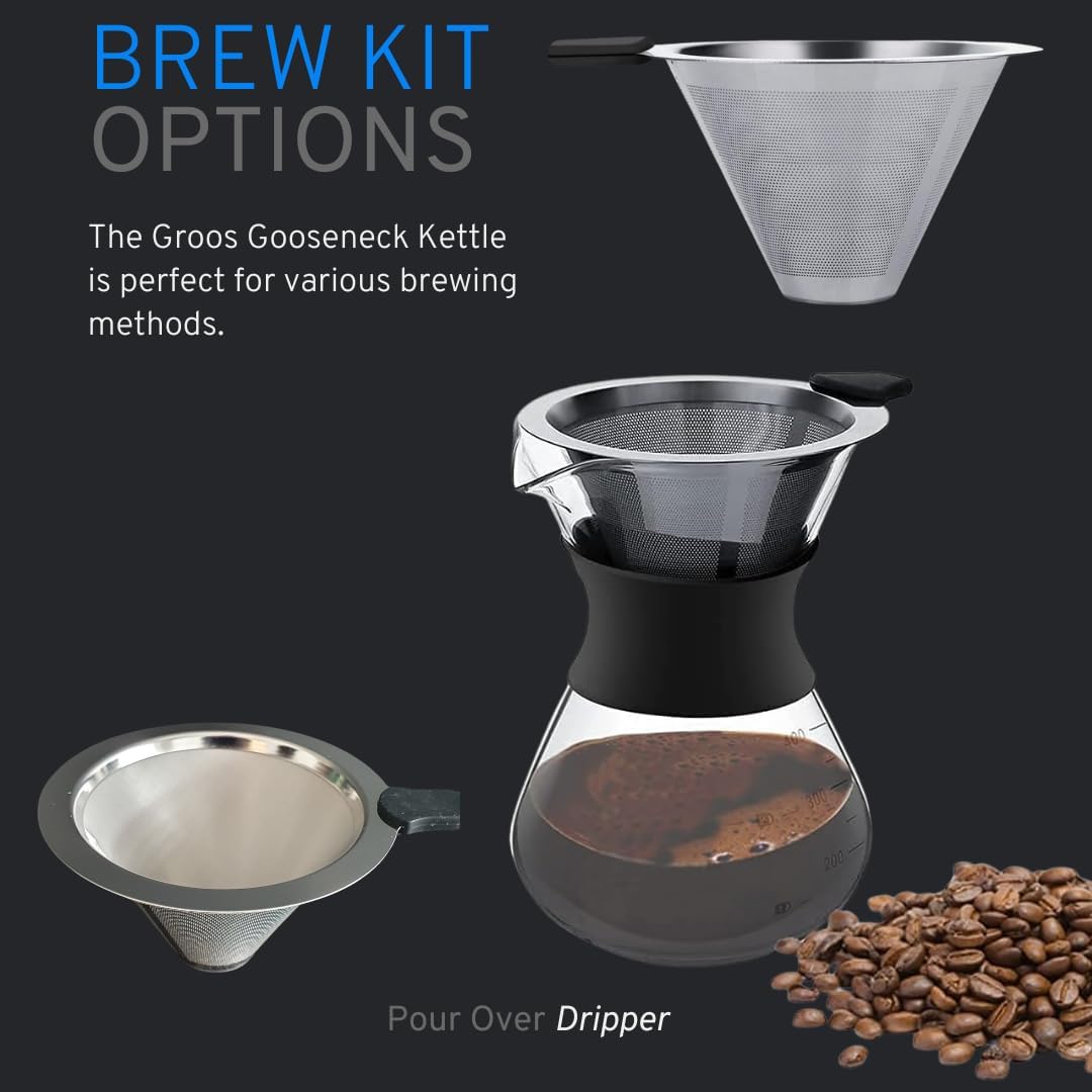 Pour Over Coffee Machine Dripper 400 ml, Infusion Coffee Maker, Double-Walled Vacuum, Stainless Steel Filter, Permanent Filter, Coffee Trip Brewer
