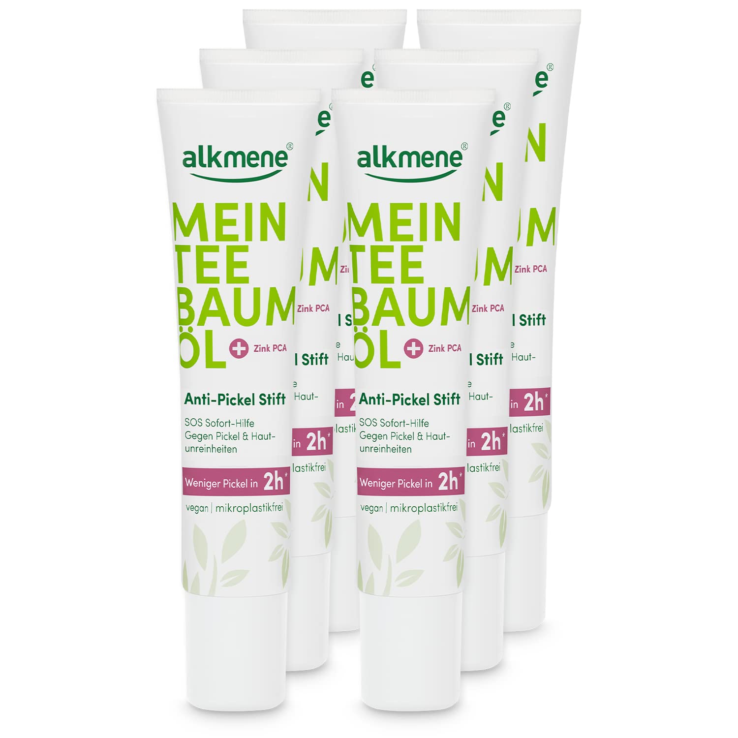 alkmene My Tea Tree Oil Anti Pimple Pen 6 x 15 ml Less Pimples in 2 Hours - Natural Pure Tea Tree Oil - Vegan & Climate - SOS Pimple Pen - Instant Aid Against Pimples & Blemishes - Anti-Pimple Pen, ‎pack