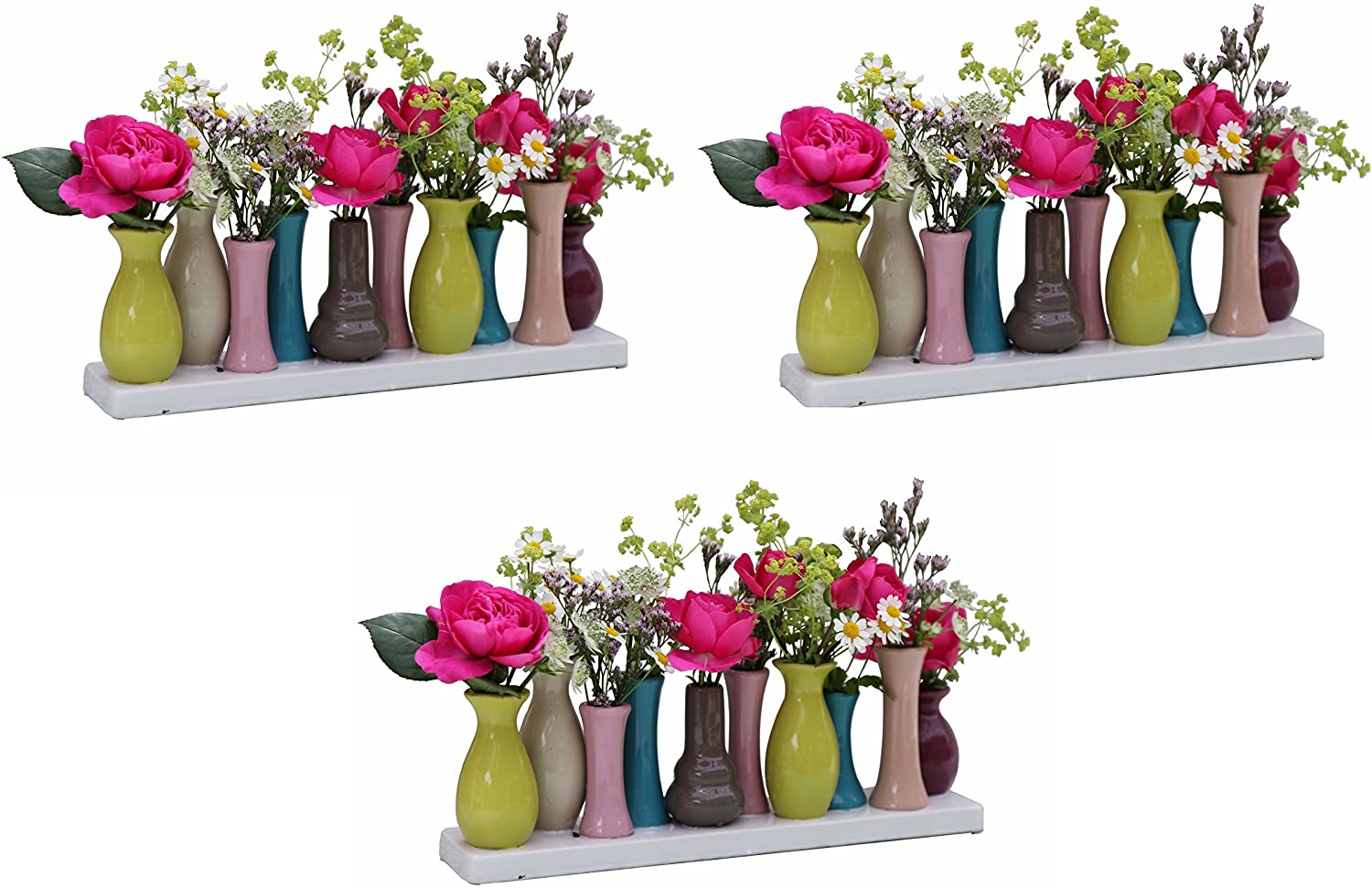 Ceramic Vase Set - Ceramic Flower Vases in multicoloured / white for Flowers and Plants - Decorative Set