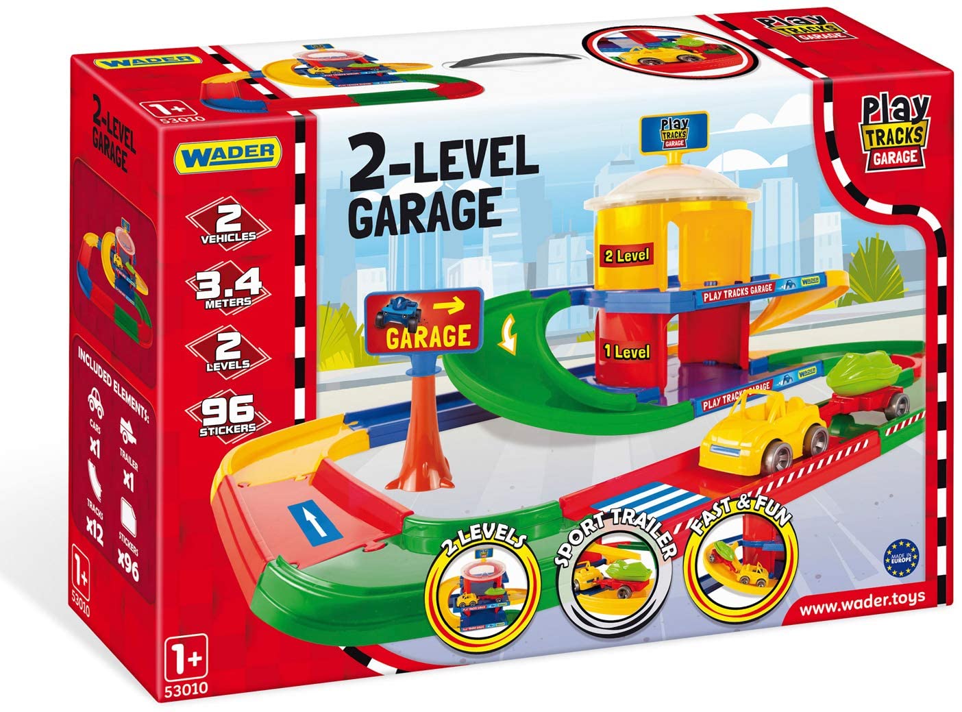 Wader 53010 Play Tracks Garage On Two Levels With Vehicle And 3.4 M Play Ro