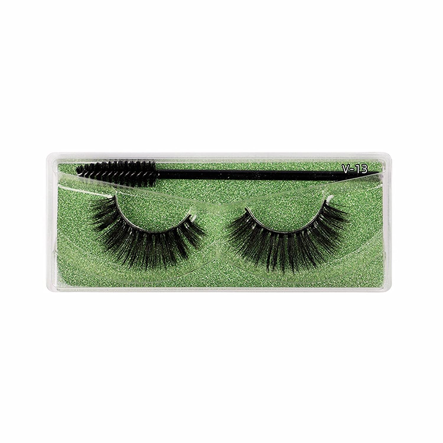 Generic 3D Thick False Eyelashes 1 Pair of Cotton Threads of V-Eyeliner Black, 