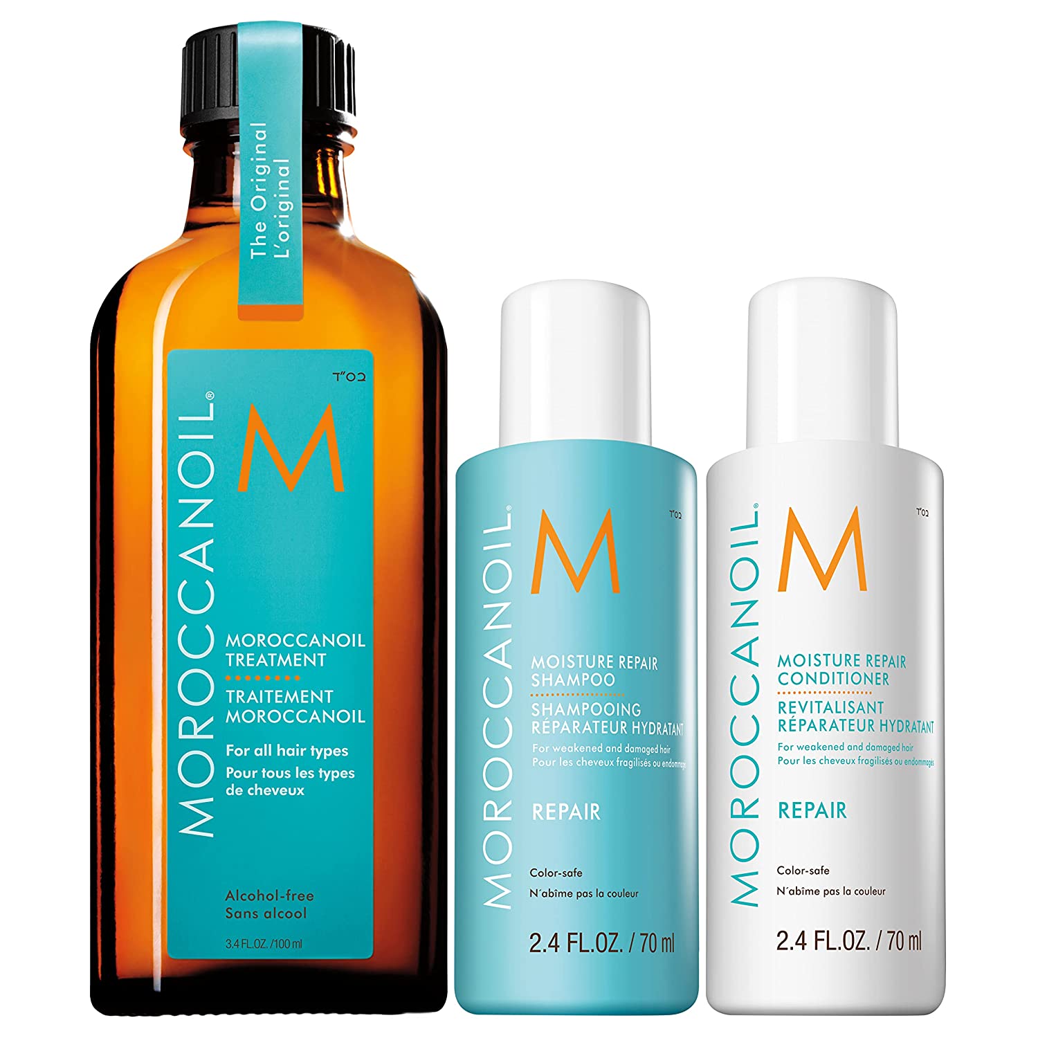 Loreal Professionnel Moroccanoil Moisture Regenerating Shampoo and Conditioner 70 ml with Treatment 100 ml