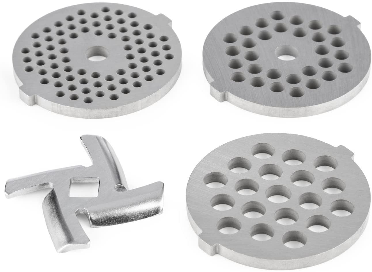Klarstein; 4 Piece; Hole Discs Set 3/4.5/7 mm; Replacement Stainless Steel Stainless Steel Cross Blade • For Lucia Kitchen Machine Mincer Easy to Clean No Rust möglich; Dishwasher Safe; Total Weight of approximately 130 g