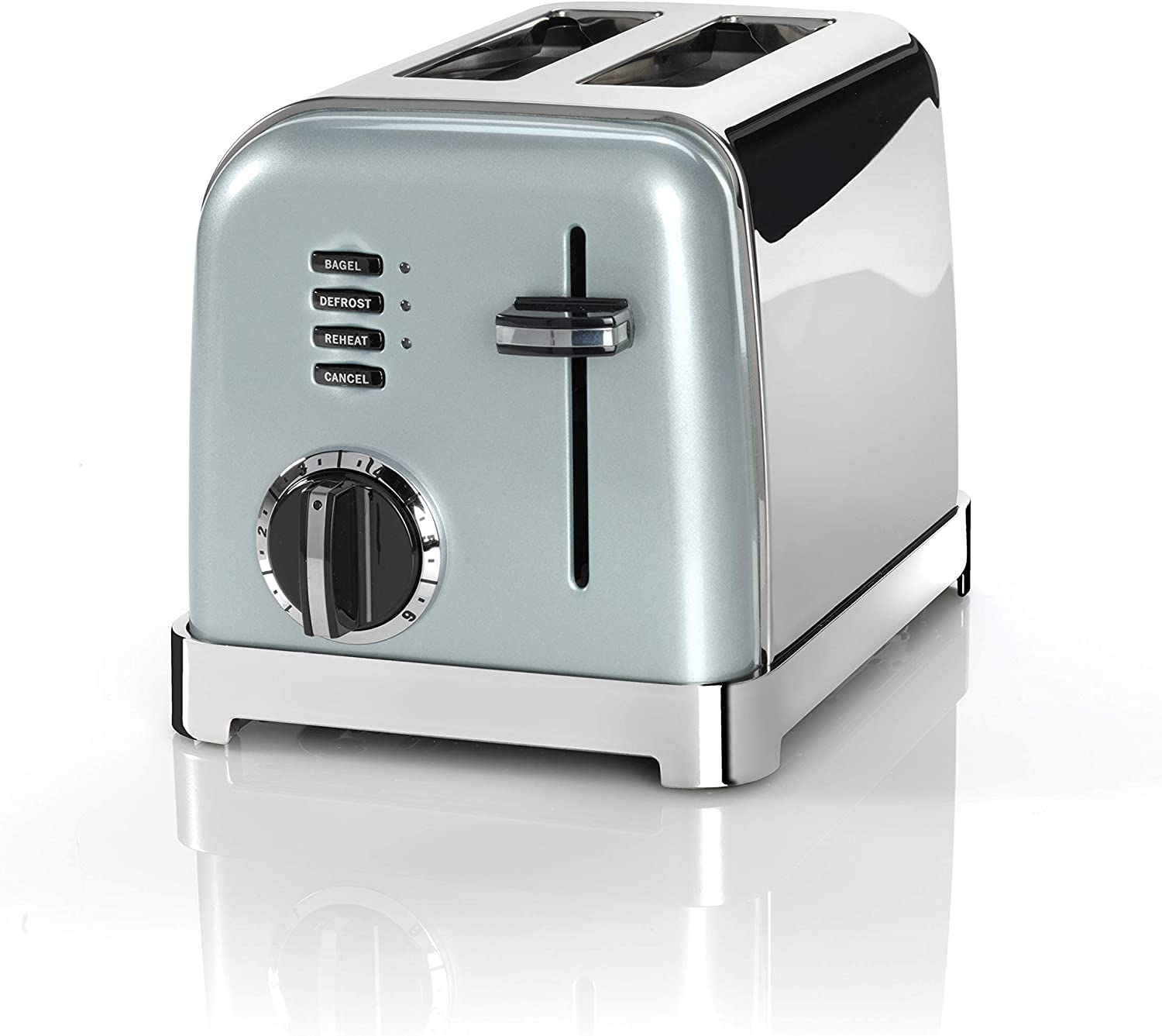 Cuisinart 2-slot toaster with 6 browning levels and defrosting, warm-up and stop function, extra wide toast slots, retro design, green, CPT160GE, 267