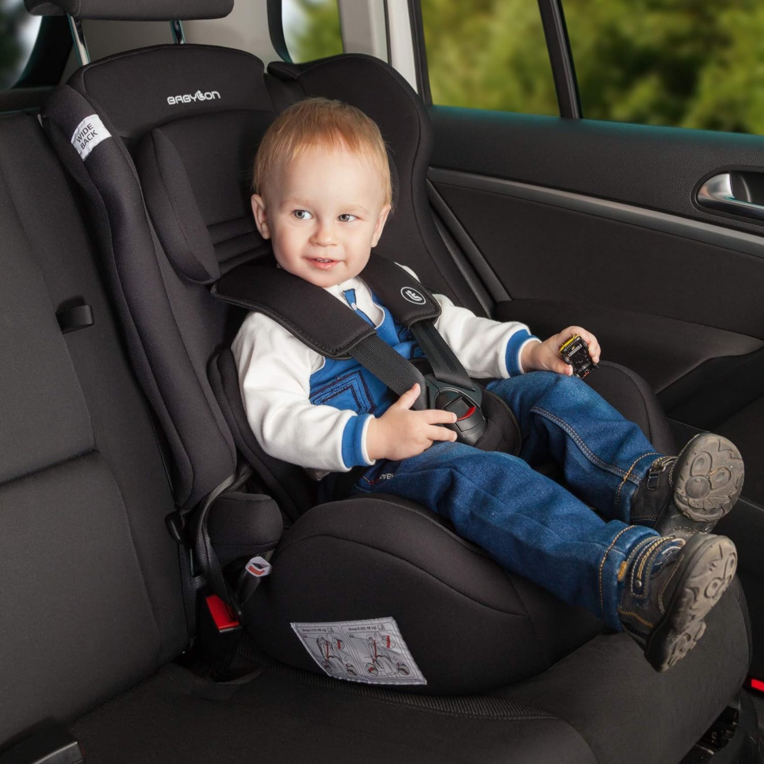 BABYLON Baby Seat Auto Protect Child Car Seat Group 1/2/3, Child Seat 9-36 kg (1 to 12 Years). Child Seat with Top Tether 5-Point Seat Belt. ECE R44/04 Red
