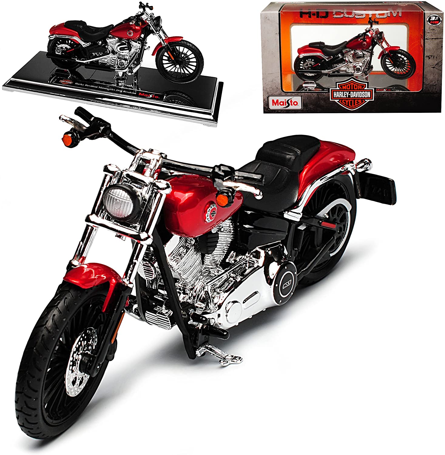 Maisto HarIey Davdson Unknown Hariey Davdson 2016 Breakout Red Metallic 1/18 Maisto Model Motorcy