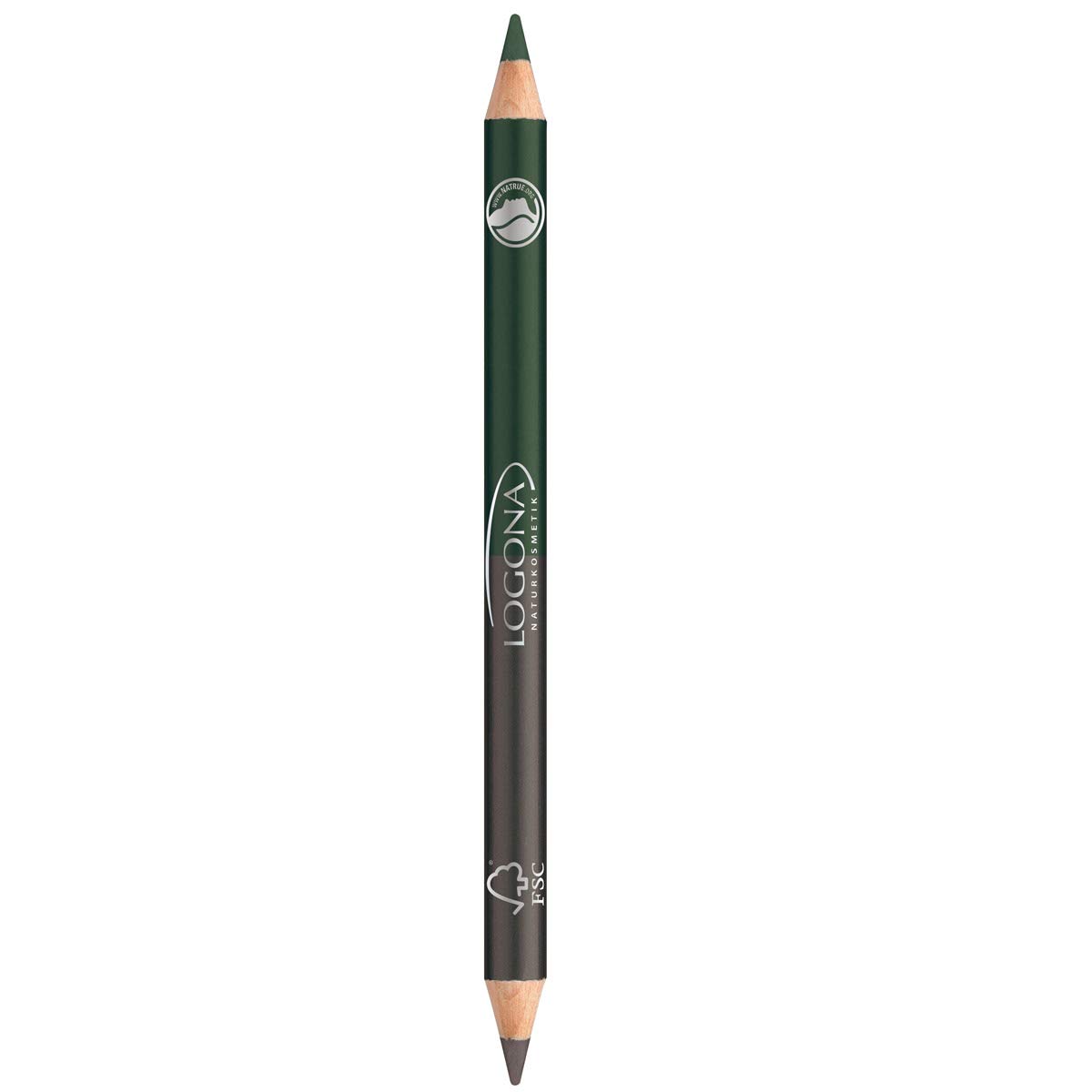 LOGONA Naturkosmetik Double Eyeliner Pencil No. 02 Forest Charcoal & Dark Green Dual Eyeliner Pencil Coordinated Colour Selection Natural Makeup Vegan 1.38g, ‎no.