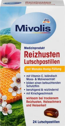 Mivolis dry cough lozenges Manuka, 24 pcs