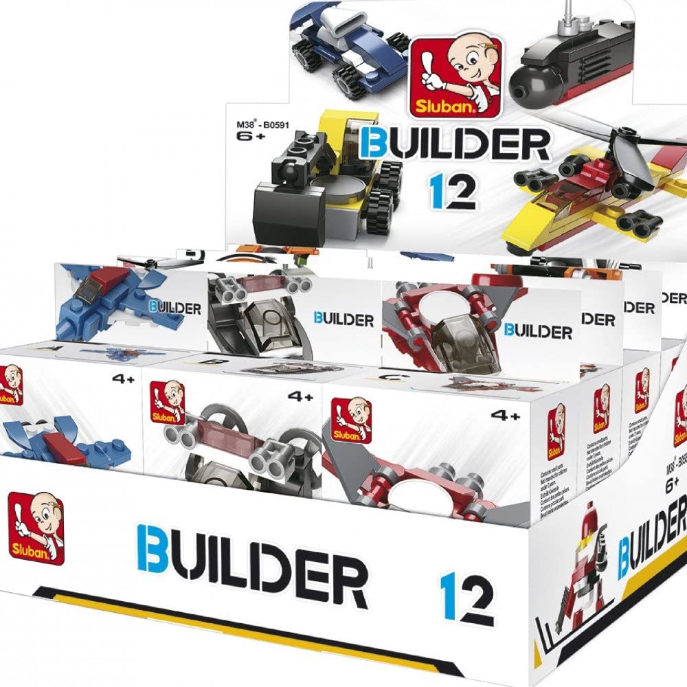 Builder, Sluban M38-B0591 Display Box 12 Unique Sets
