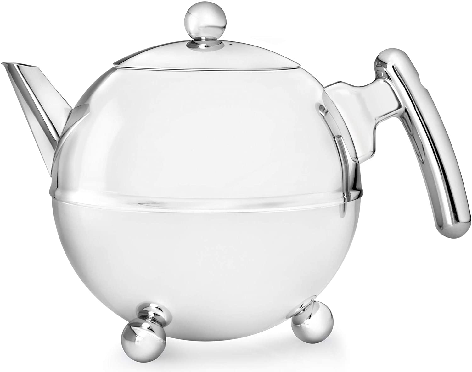Bredemeijer Duet Bella Ronde 1303CH Double Walled Teapot 0.75 Litre Stainless Steel High Gloss Chromed Fittings