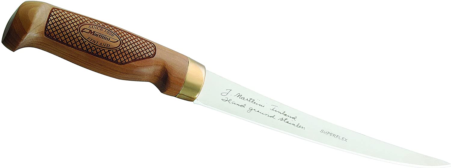Marttiini Unisex - Adult Knife Filleting Knife Classic Superflex Birch Wood Total Length: 30.6 cm, Multi-Colour, M