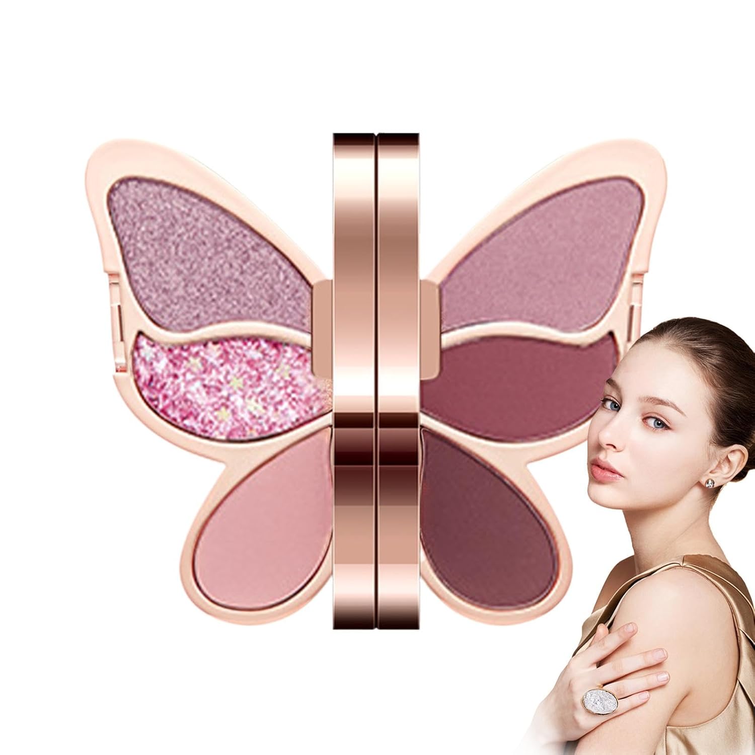 Eyeshadow Palette, 6 Colors Unique Shape Waterproof Eyeshadow Makeup with Matte Shimmer Glitter High Pigment Colorful Eye Cosmetics for Women Girls