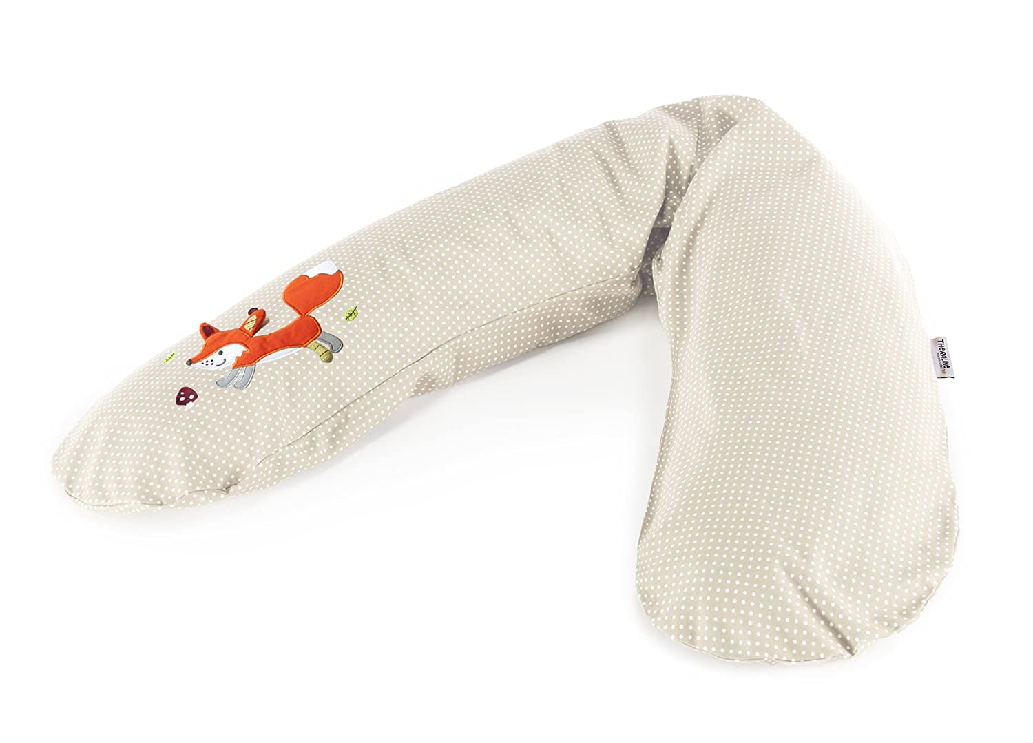 Replacement cover for the original Theraline pregnancy and nursing pillow, 100% cotton, crinkle fox appliqué