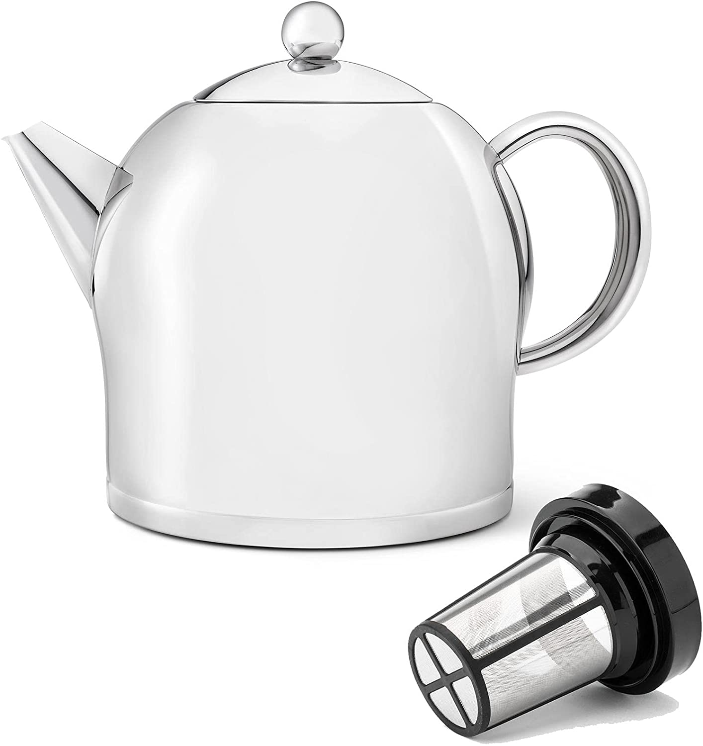Bredemeijer Stainless Steel Teapot Set 2 Litres Shiny with Tea Filter Strainer