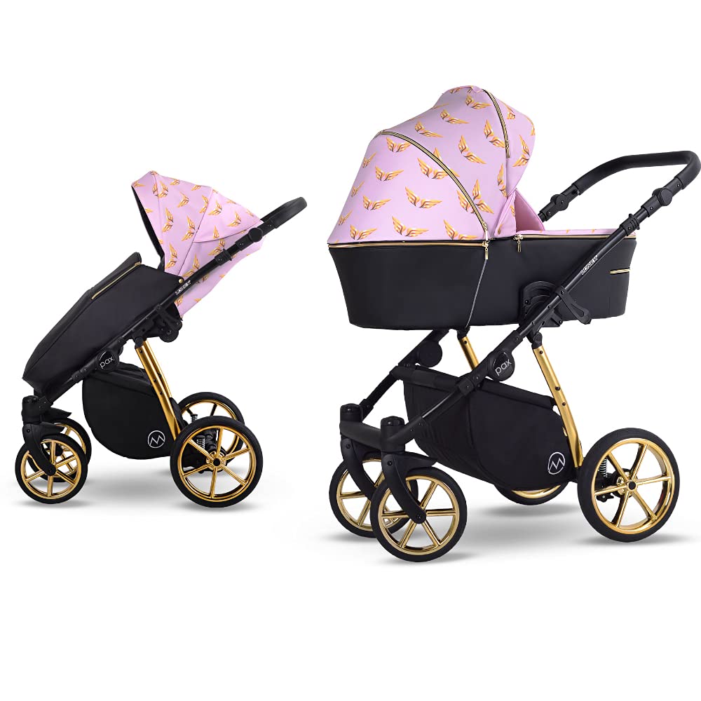 Pax by SaintBaby Pink Wing 07 3-in-1 Pram up to 22 kg Buggy Car Seat Selection 12 Colours with Baby Car Seat