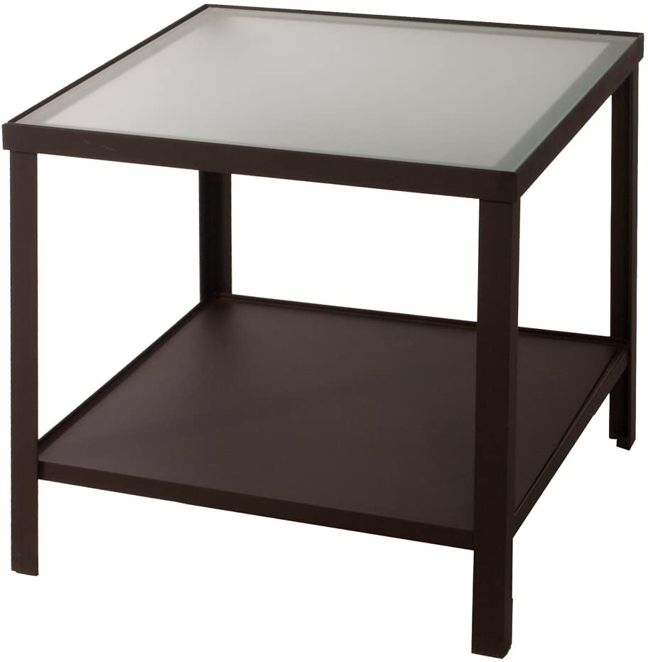 "Vincent Metal Coffee Table With Glass Surface Satin 80 X 80 Cm Modern Ind