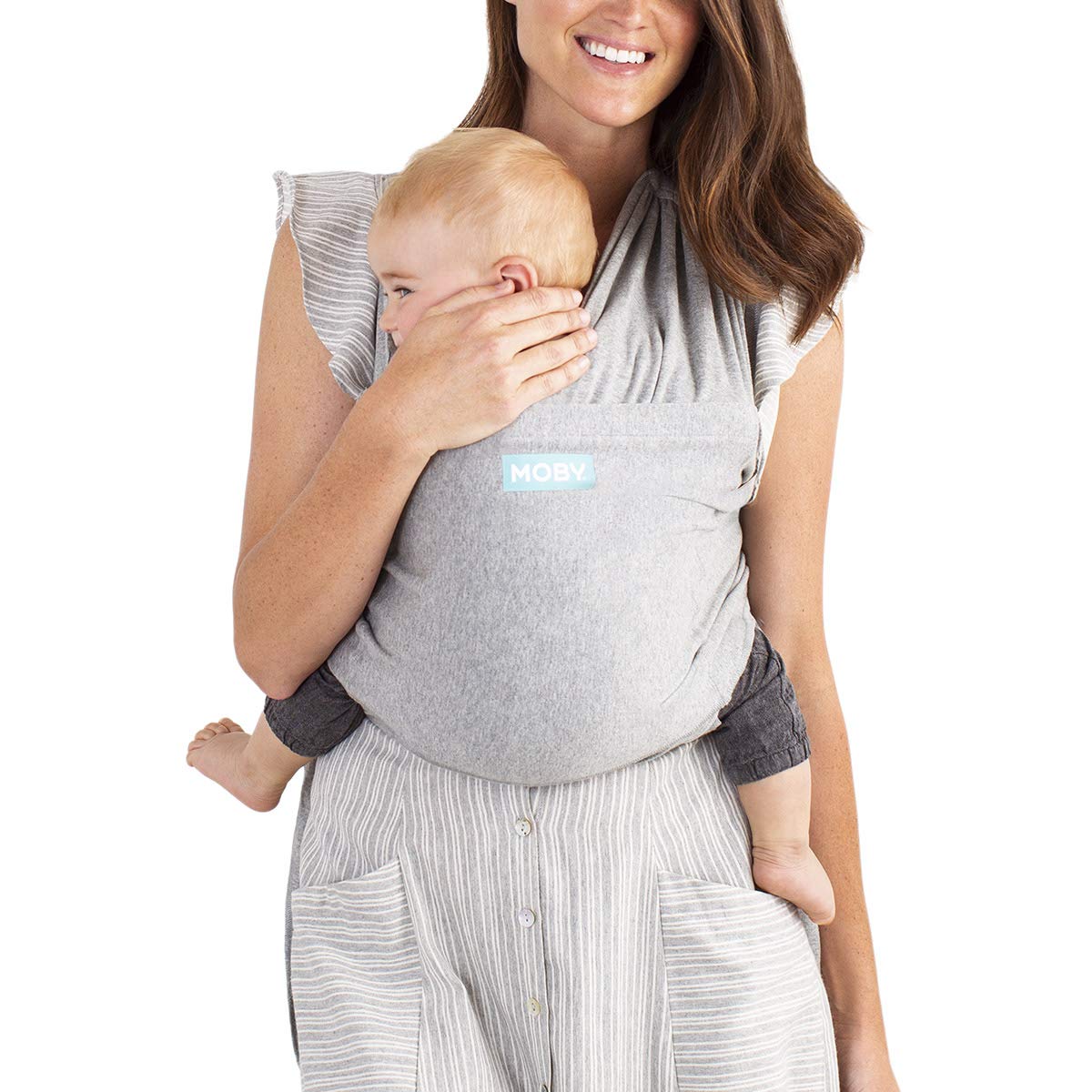MOBY Fit Baby Sling for Newborns to Toddlers up to 30 lbs, Baby Sling from Birth, One Size, Breathable, Stretchy, 100% Cotton, Unisex, Grey