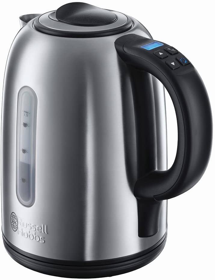 Russell Hobbs Digital Buckingham Kettle, 1.7 L, 2400 W, Temperature Setting, LCD Display 60-100 °C in 5 Steps, Stainless Steel, Quiet Tea Kettle, Optimised Spout Nozzle, 21040-70