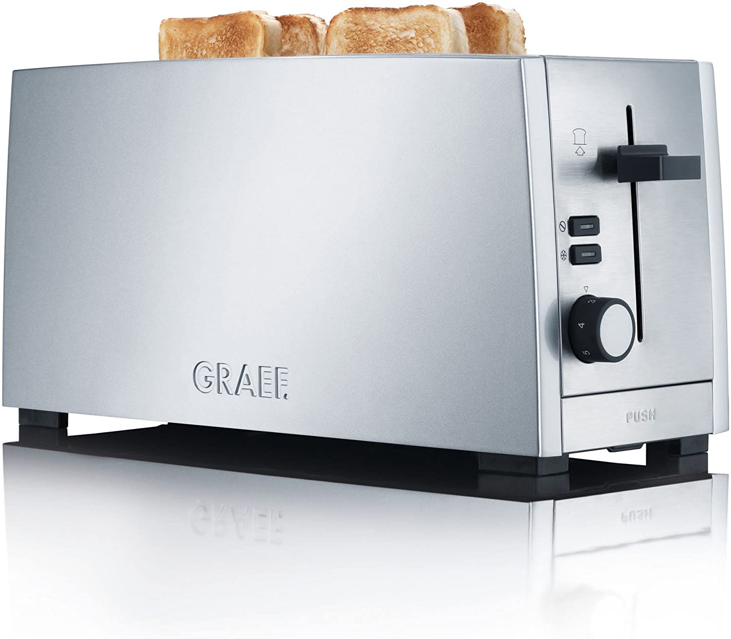 Gebr. Graef TO100EU 4 Slices Long Slotted Toaster Matte Stainless Steel