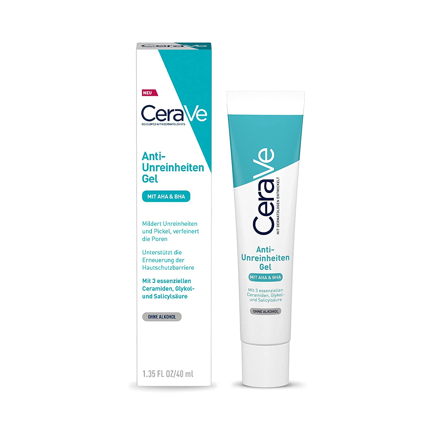 CeraVe Anti-impurities gel for the face, face care against impurities and pimples, for oily and acne-prone skin, with clarifying salicylic acid, 1 x 40 ml, ‎anti-impurities