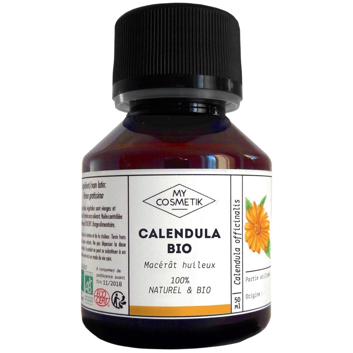 MY COSMETIK - Calendula Oil Macerate - Organic from Organic Cultivation - 100% Pure and Natural - Anti-Inflammatory, Antioxidant - 100 ml