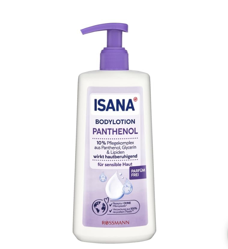 ISANA Body Lotion Panthenol - 10% Care Complex with Glycerine & Vegetable Lipids, Fragrance-Free, Soothing Care for Sensitive Skin, Vegan, No Microplastics, 300 ml