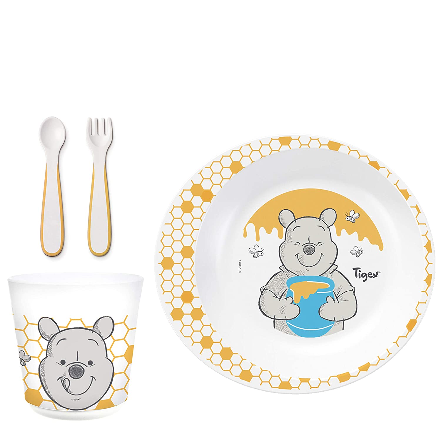 Tigex Disney Winnie The Pooh Microwave Tableware Set With Soup Plate, Cup, 
