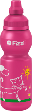 Fizzii Pink drinking bottle, cat motif, 330 ml