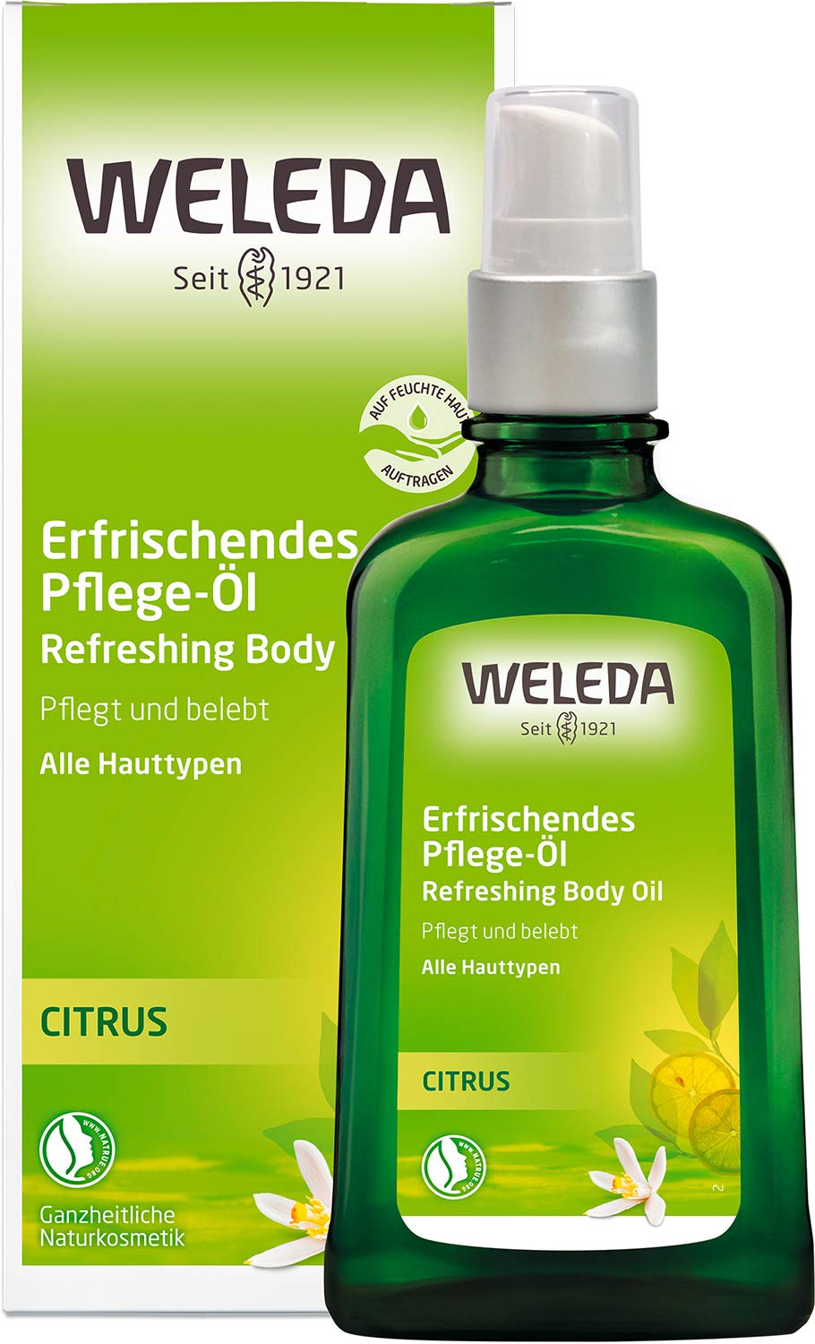 WELEDA Organic Citrus Refreshing Care Oil, Invigorating and Refreshing Natural Cosmetics Body Oil for Care and Protection Against Dry Skin, Citrus Body Oil with Fresh Fragrance (1 x 100 ml)