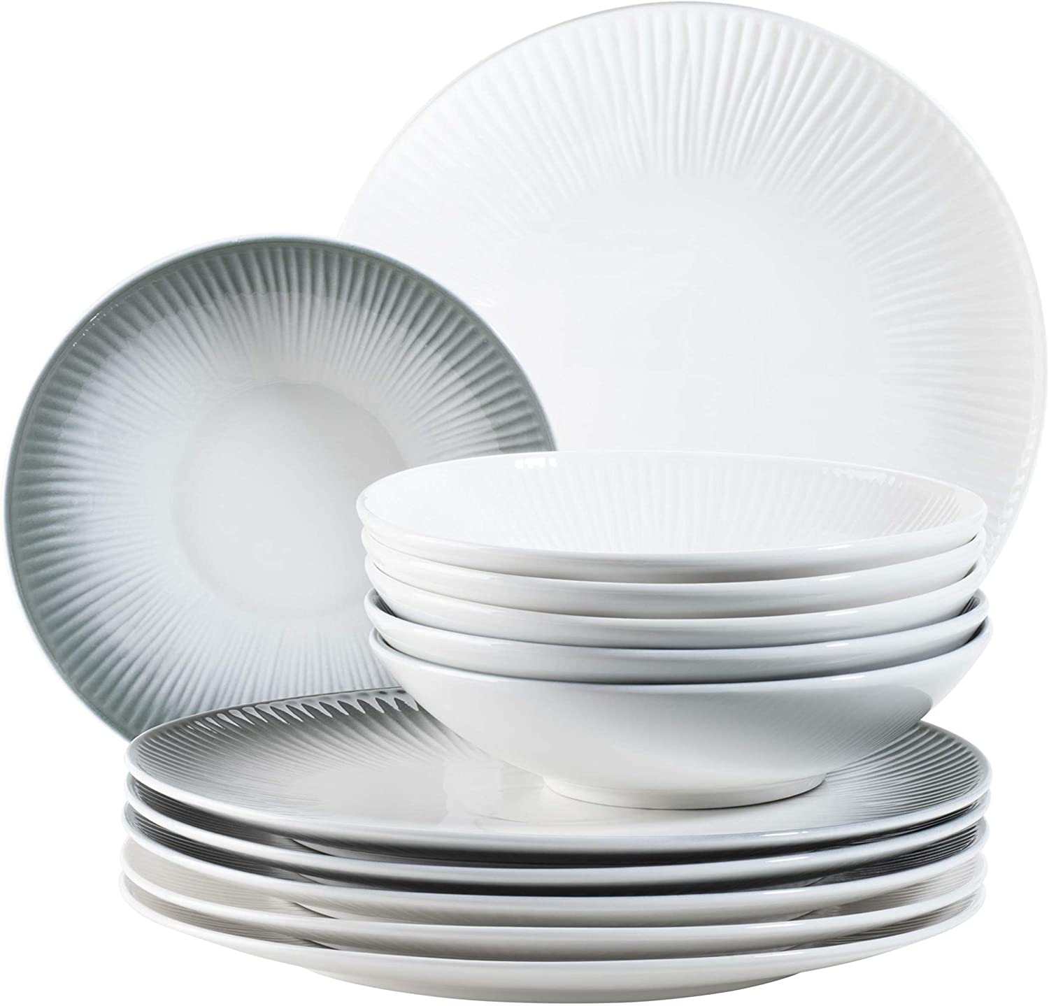 MÄSER Dalia 931538 Dinner Service for 6 People High-Quality Hotel Porcelain 12-Piece Plate Set in Vintage Design Porcelain