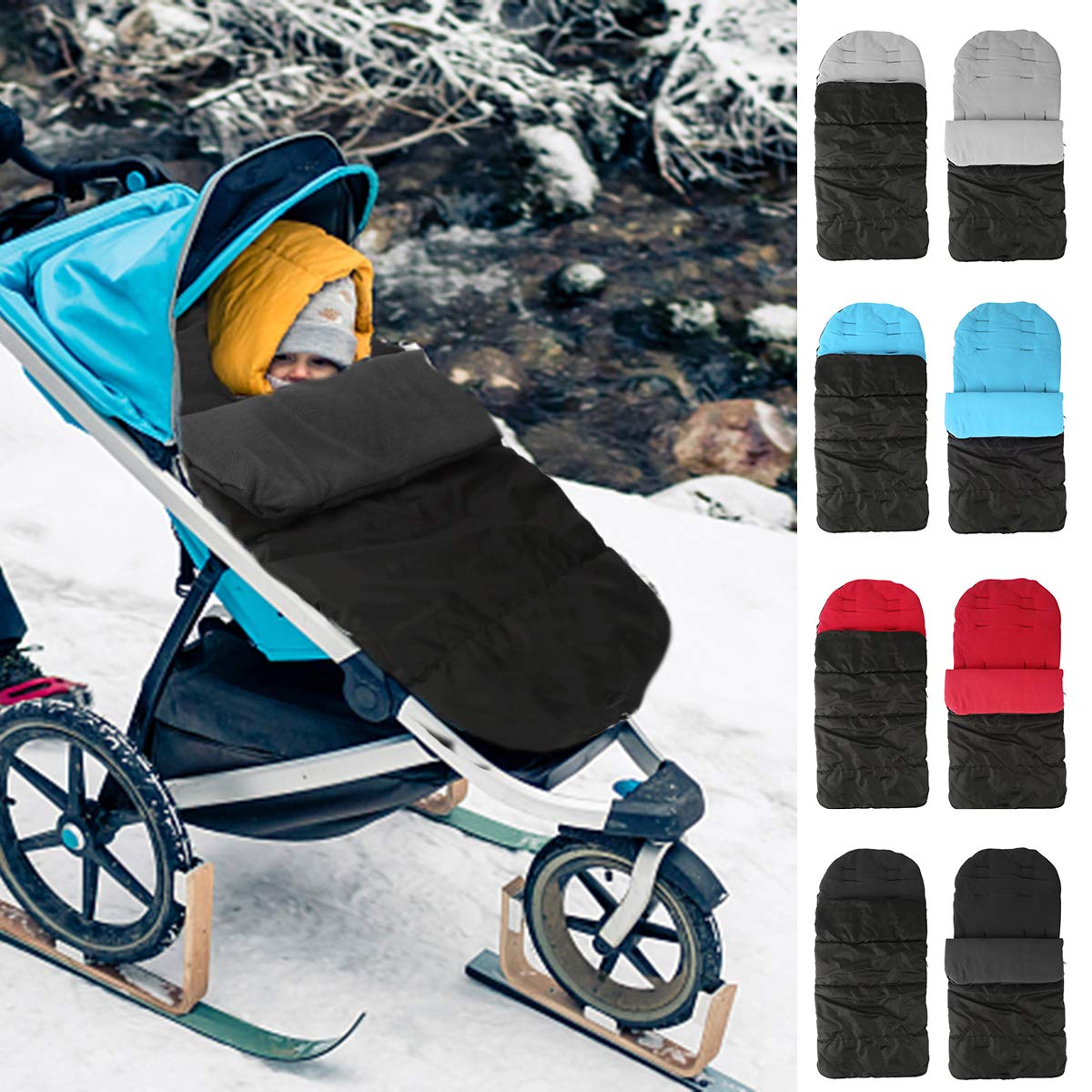 Haokaini Pram Sleeping Bag Universal Pushchair Footmuff Newborn Ammer Bag Windproof Waterproof Warm Pram Wrap Car Seat Changing Blanket
