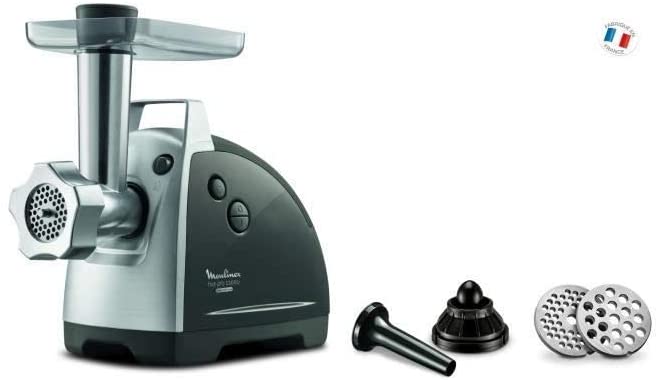 Moulinex ME6868 Meat Mincer | 2200 Watt | 4 Accessories Included | Secure Reverse System | Black/Silver